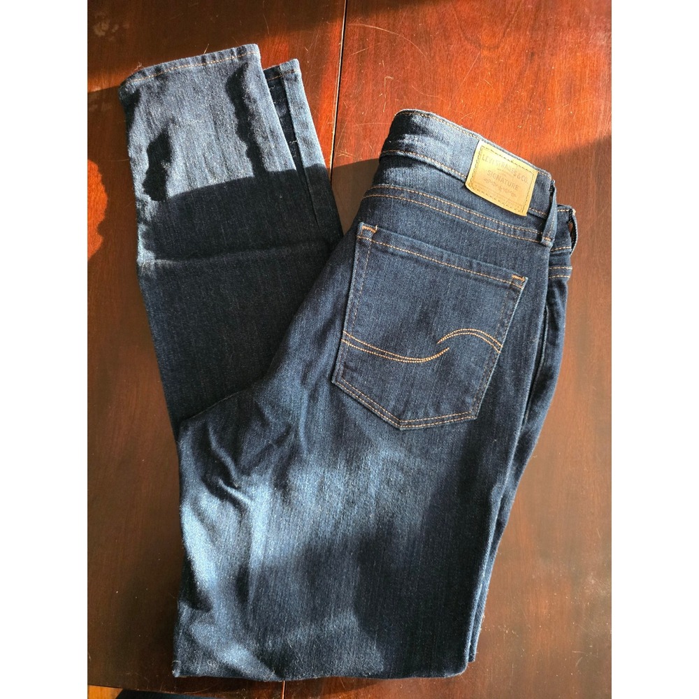 Signature by Levi Strauss Womens Mid-Rise Skinny Jeans Dark Wash Blue Size 4